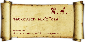 Matkovich Alícia névjegykártya